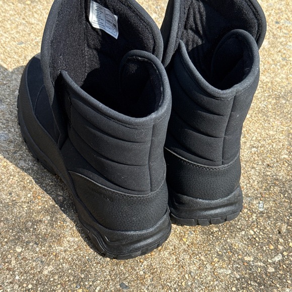 Lands' End Expedition Quilted Slip On Winter Snow Boots Mens 12 M Black Shoes - Picture 4 of 10